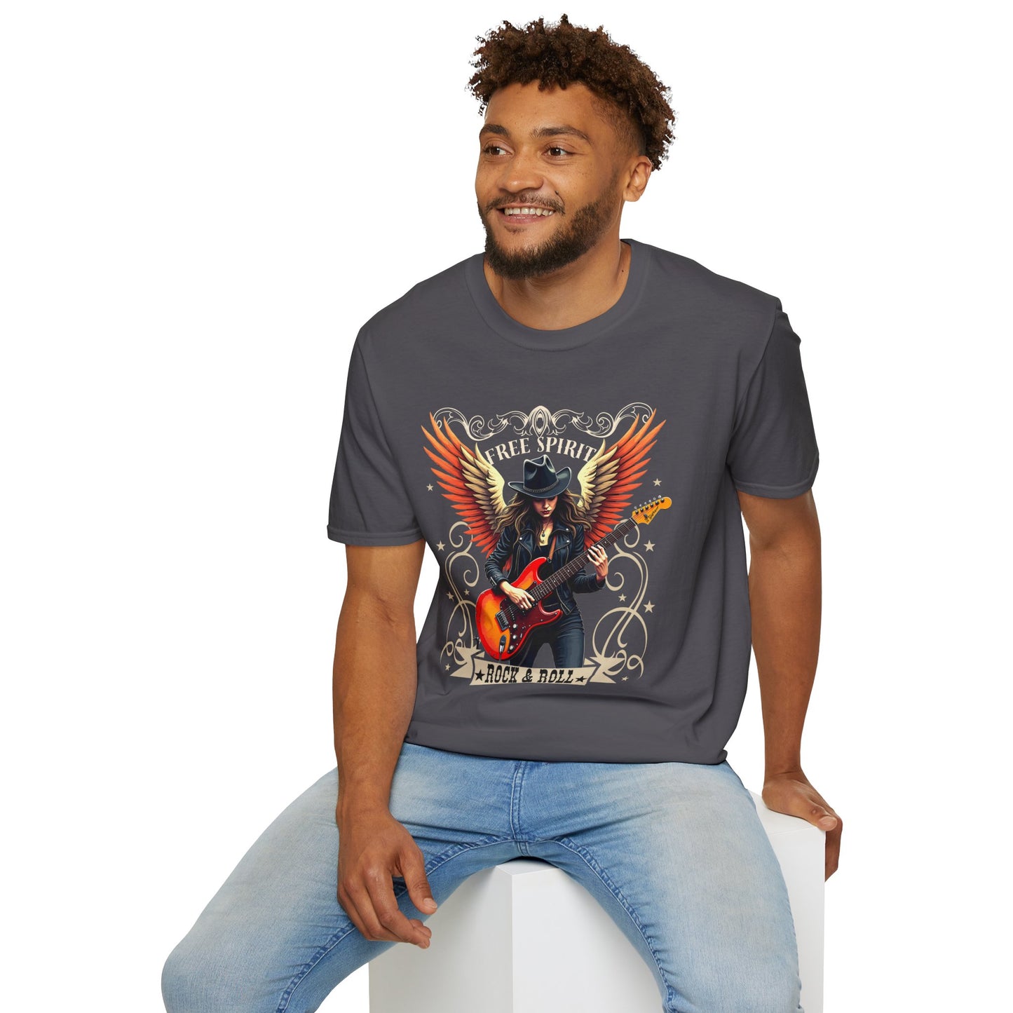 Rock & Roll Winged Guitar Girl T-Shirt