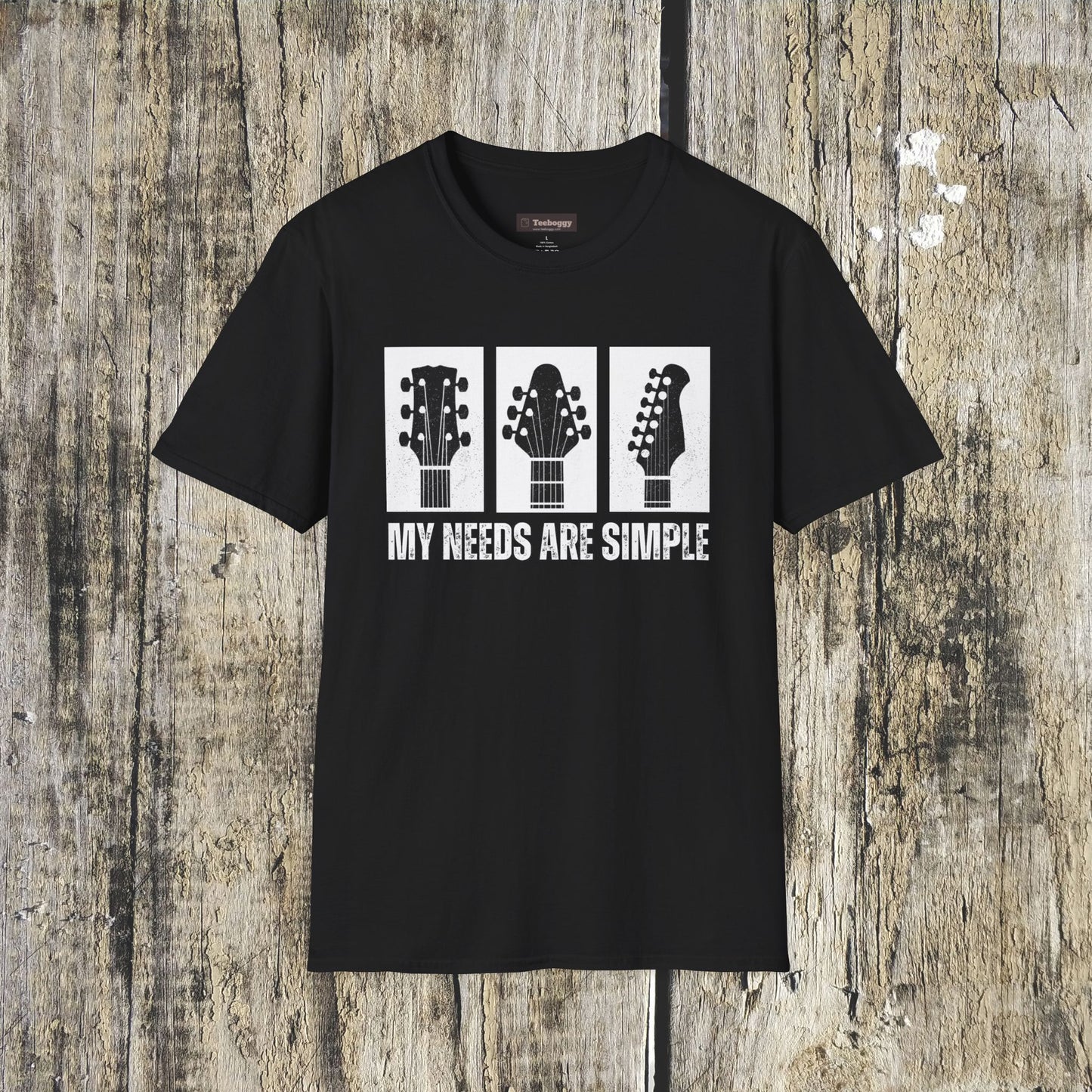 Guitar Headstocks Tee — "My Needs Are Simple!"