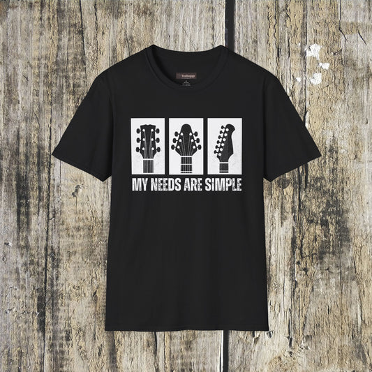Guitar Headstocks Tee — "My Needs Are Simple!"