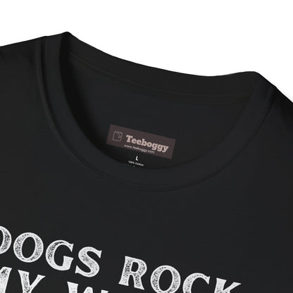 Dogs Rock My World, T-Shirt — Rock & Roll Dog Graphic Tee