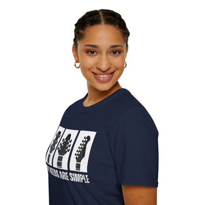 Guitar Headstocks Tee — "My Needs Are Simple!"