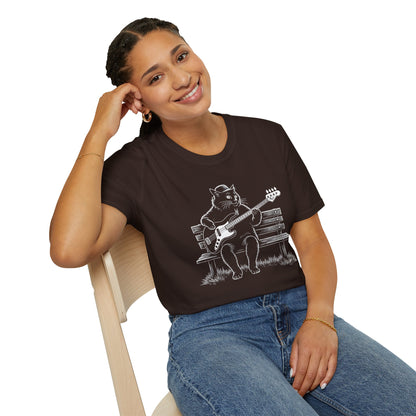 Bass Cat T‑Shirt — Cat Playing Bass Guitar for Music Lovers