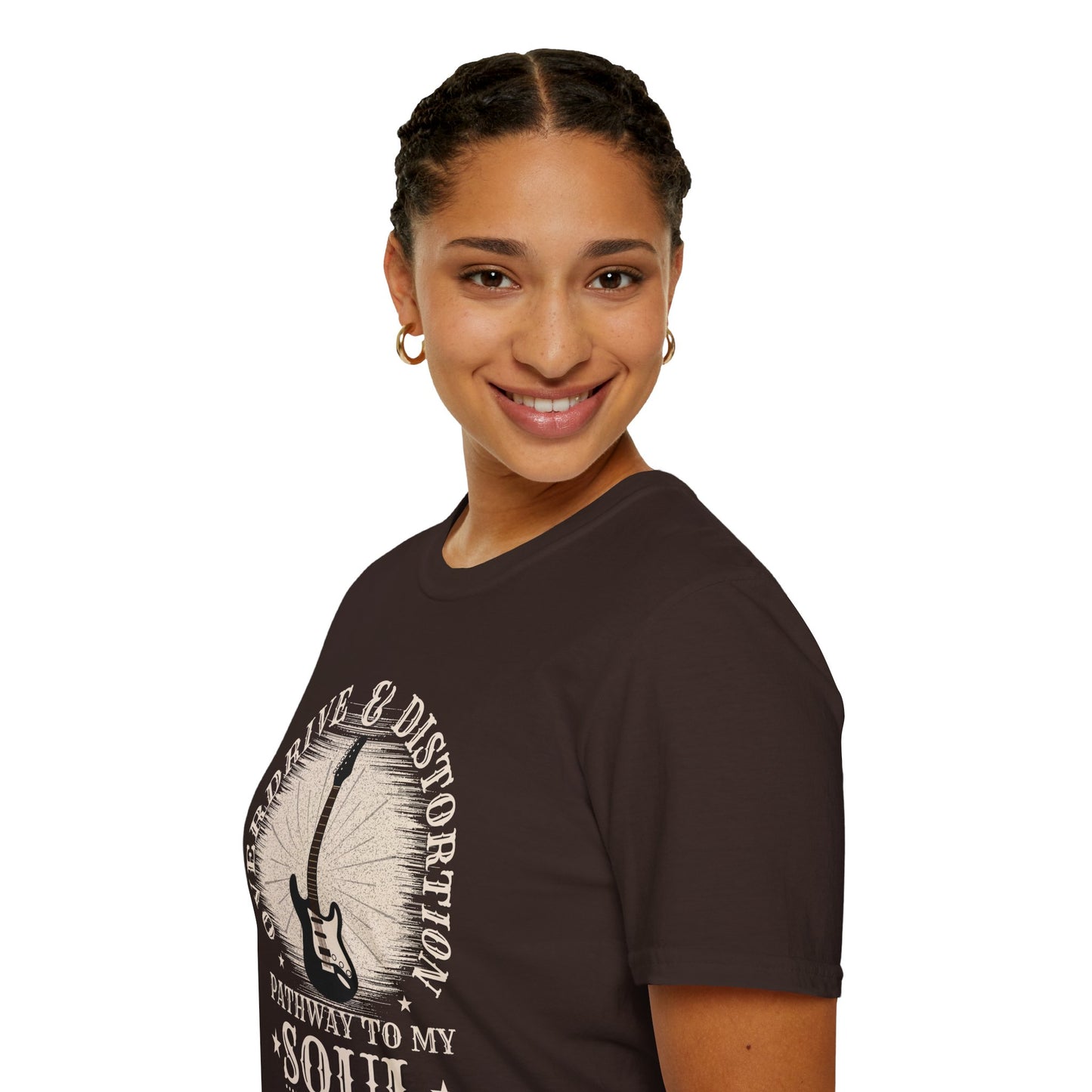 Overdrive & Distortion Guitar T-Shirt — Retro Stratocaster Design