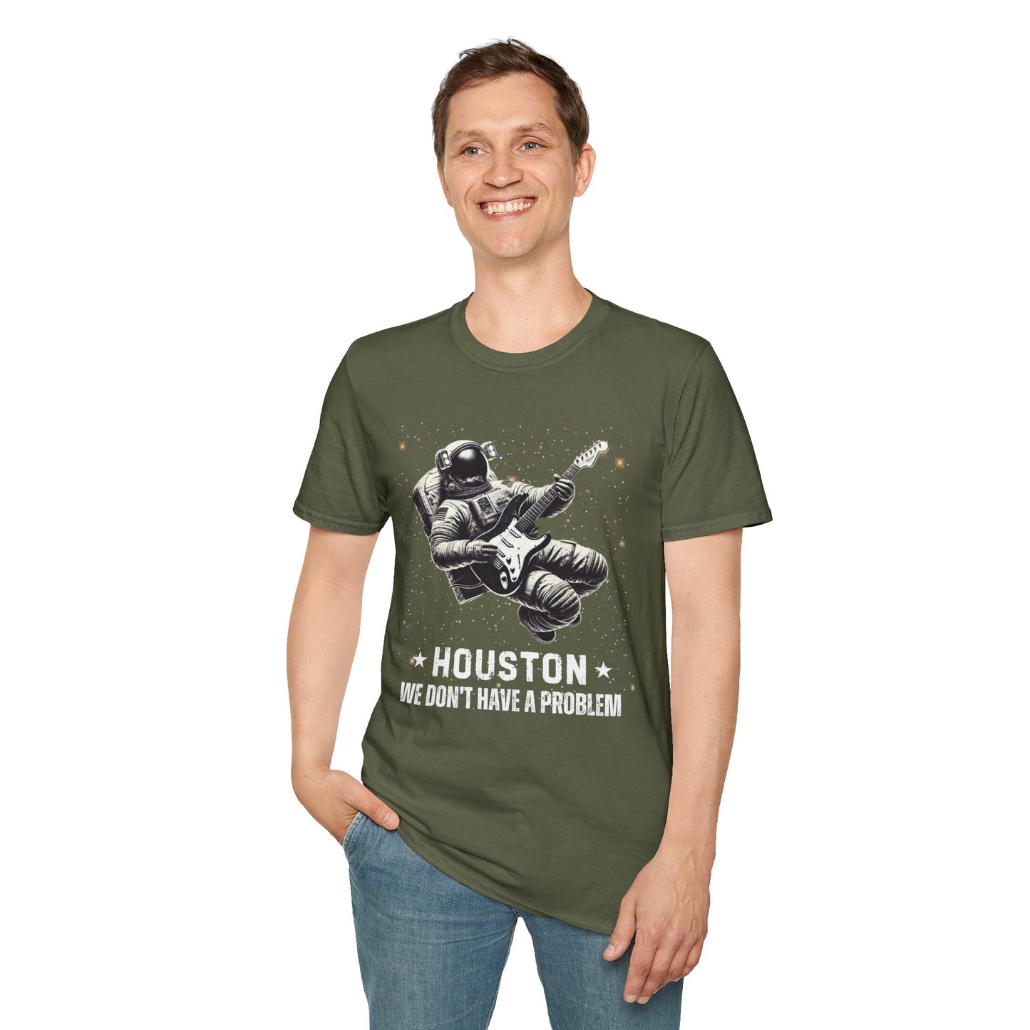 Astronaut Playing Guitar T-Shirt — "Houston, We Don't Have a Problem!"