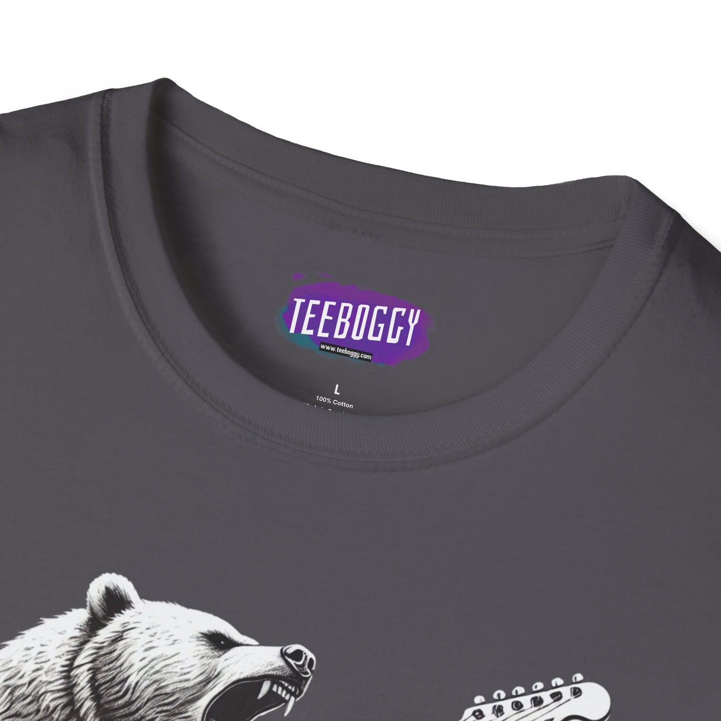 Graphic Tee Unleash the Inner Beast Grizzly Bear Rock Guitar T-Shirt