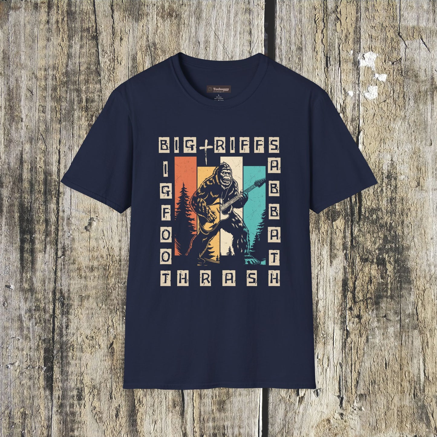 Bigfoot Guitar Graphic T-Shirt — Heavy Metal Wilderness Band Tee