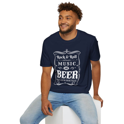 Rock & Roll Music Beer Softstyle T-Shirt