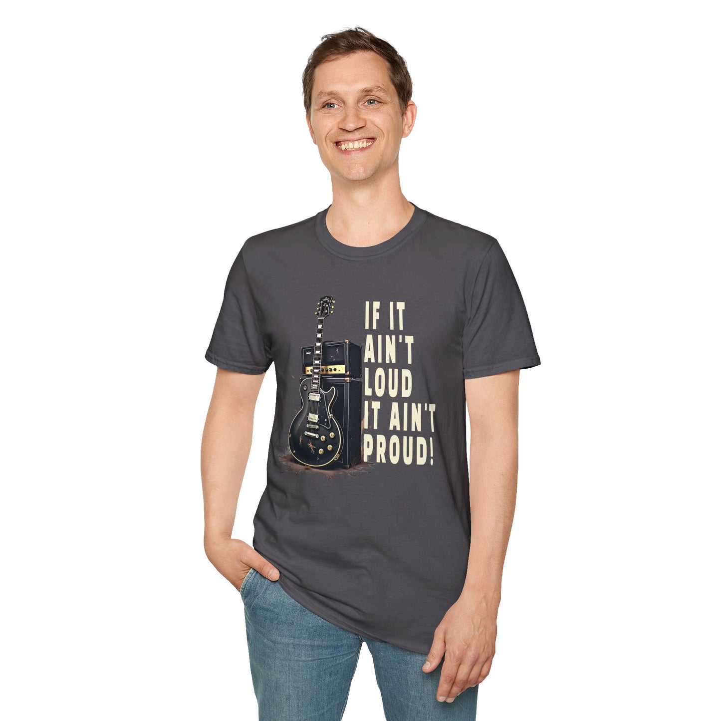 Guitar Amp Image and Slogan Unisex Softstyle T-Shirt