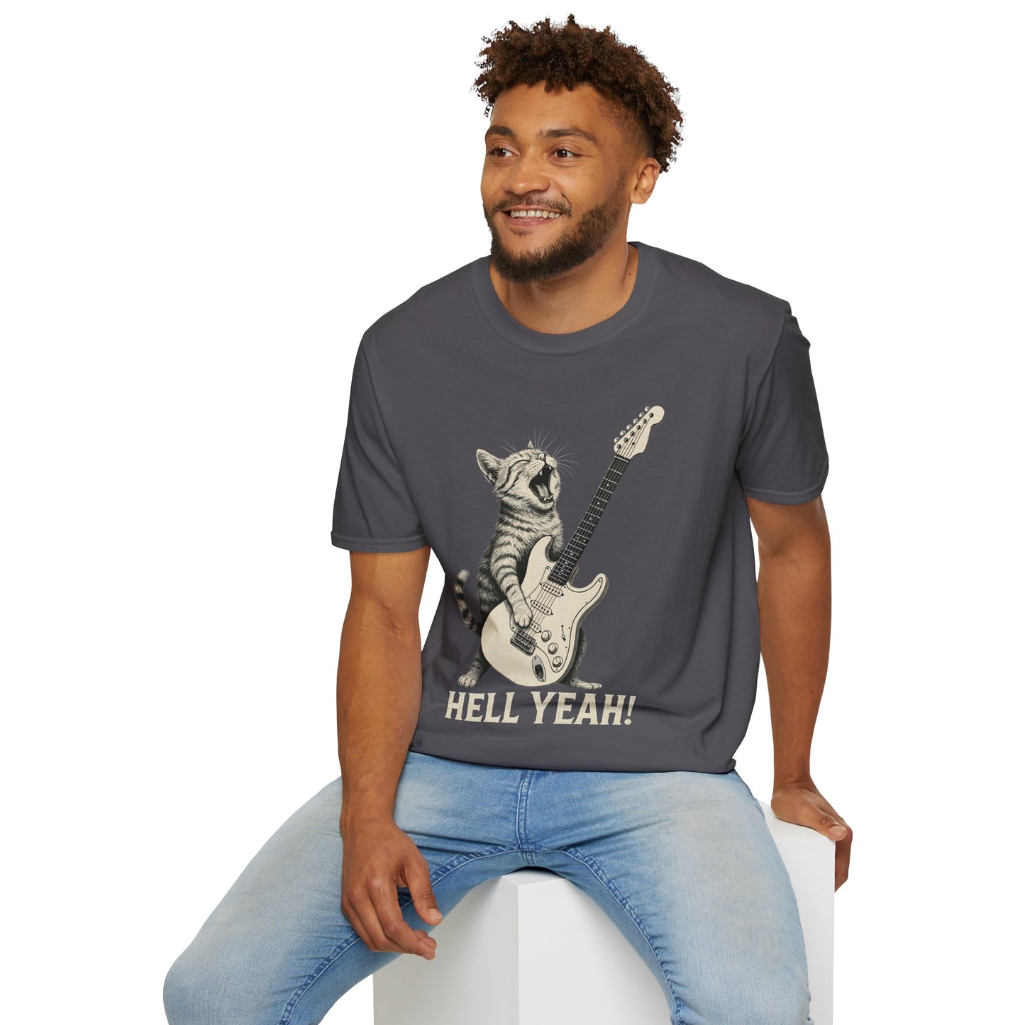Cat Rock Unisex T-Shirt - Hell Yeah Guitarist Tee