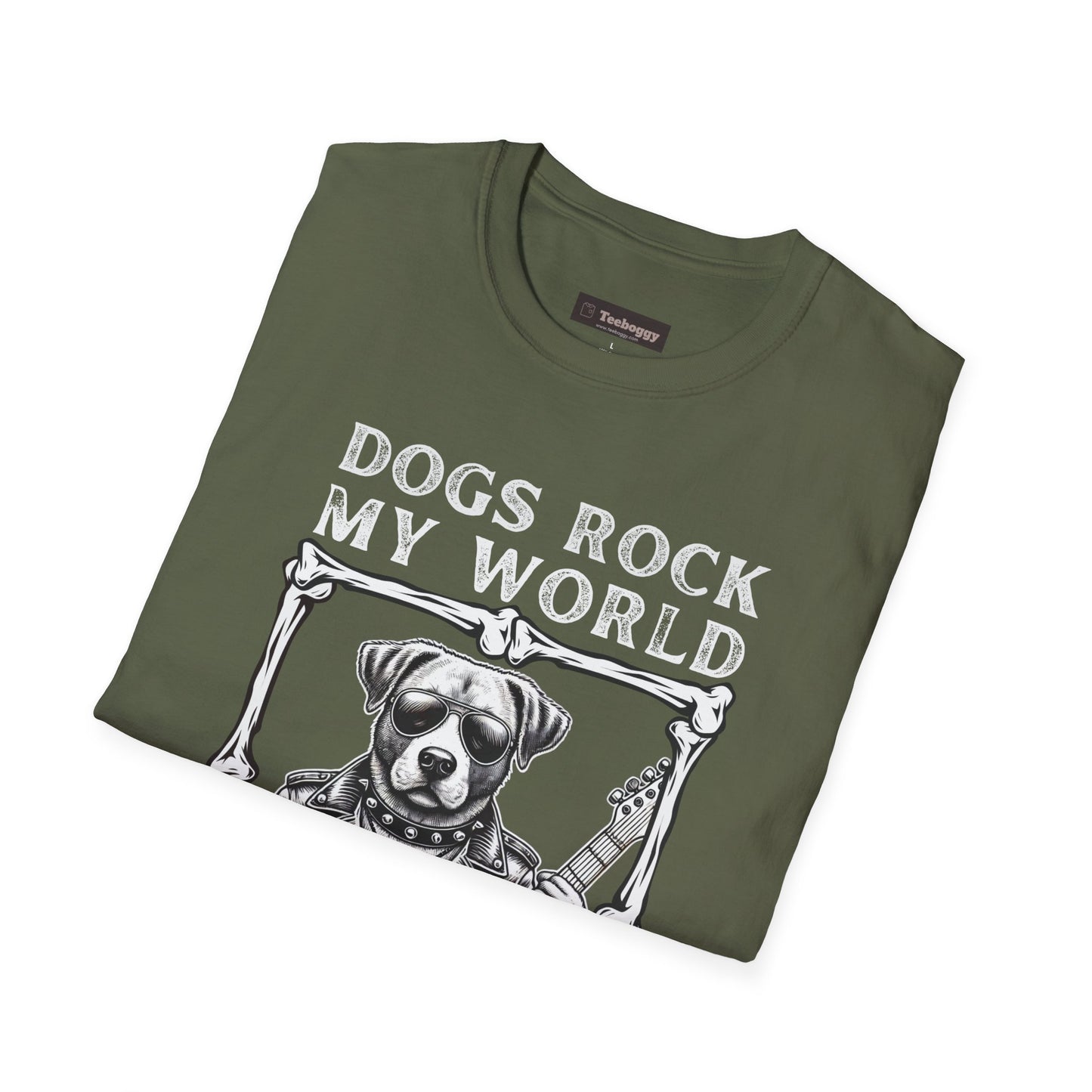 Dogs Rock My World, T-Shirt — Rock & Roll Dog Graphic Tee