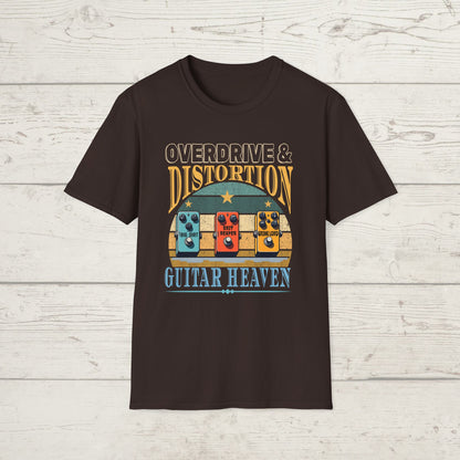 Guitar Pedals T-Shirt — "Overdrive and Distortion, Guitar Heaven"