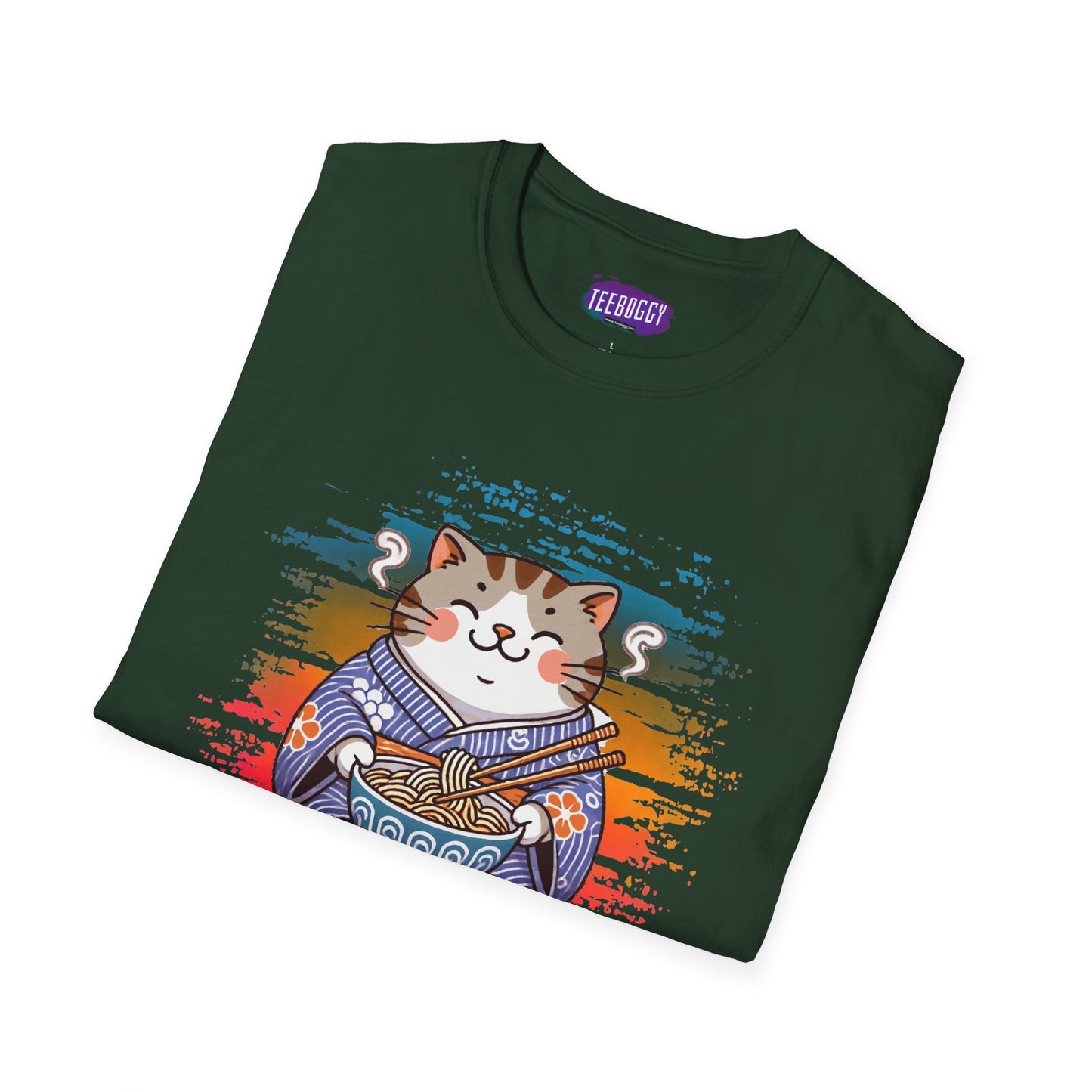 Cat Kimono T-Shirt with Love & Peace Japanese Calligraphy