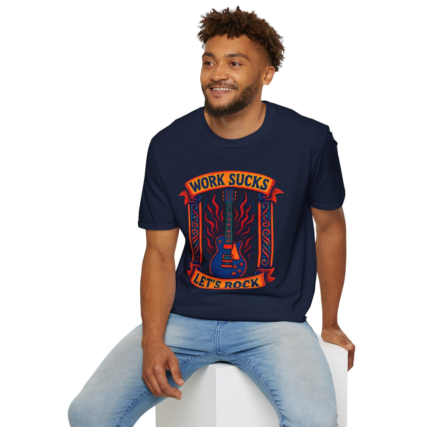 Rock Guitar T-Shirt - Work Sucks, Let's Rock