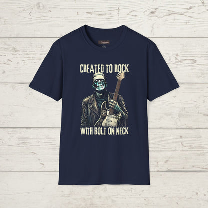 Crafted To Rock, With Bolt-on Neck, Frankenstein With Guitar, T-Shirt.