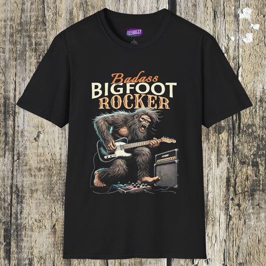 Sasquatch Rocker T-Shirt - Badass Bigfoot Guitar Tee