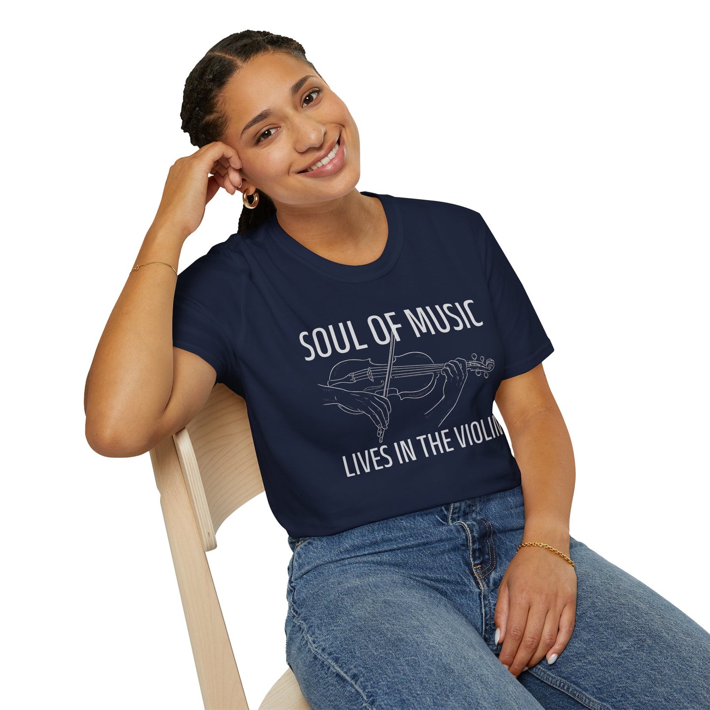 Violin Line Art Tee — "Soul of Music Lives in the Violin"