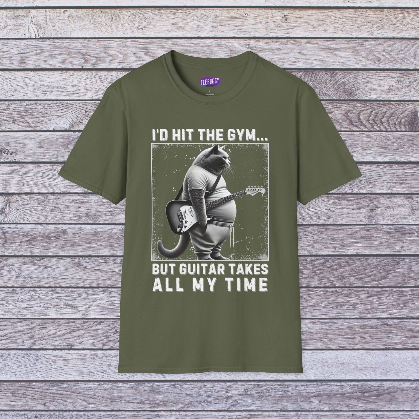 Funny Fat Cat Guitar Unisex T-Shirt