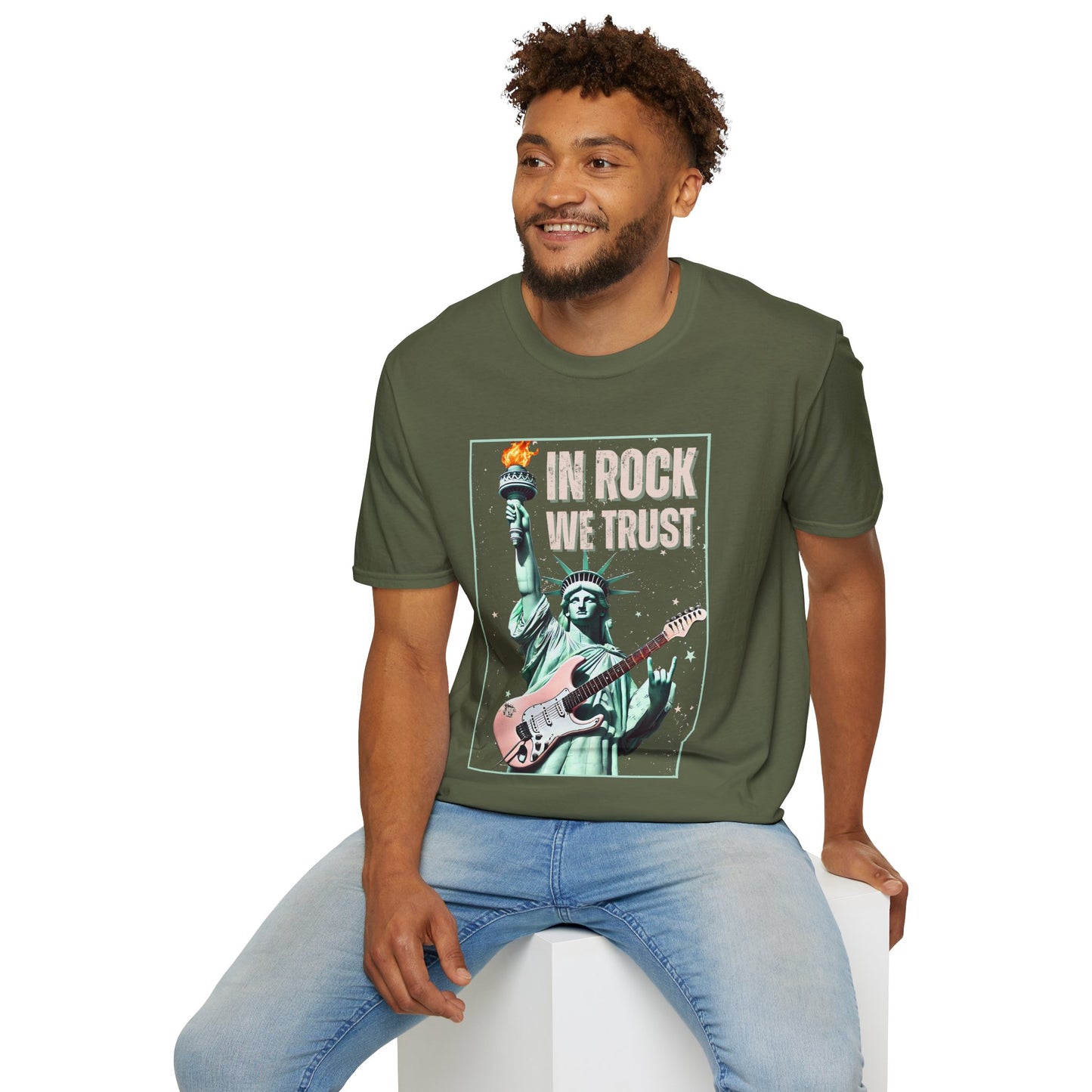 Patriotic Rock T-Shirt - 'In Rock We Trust' | Softstyle