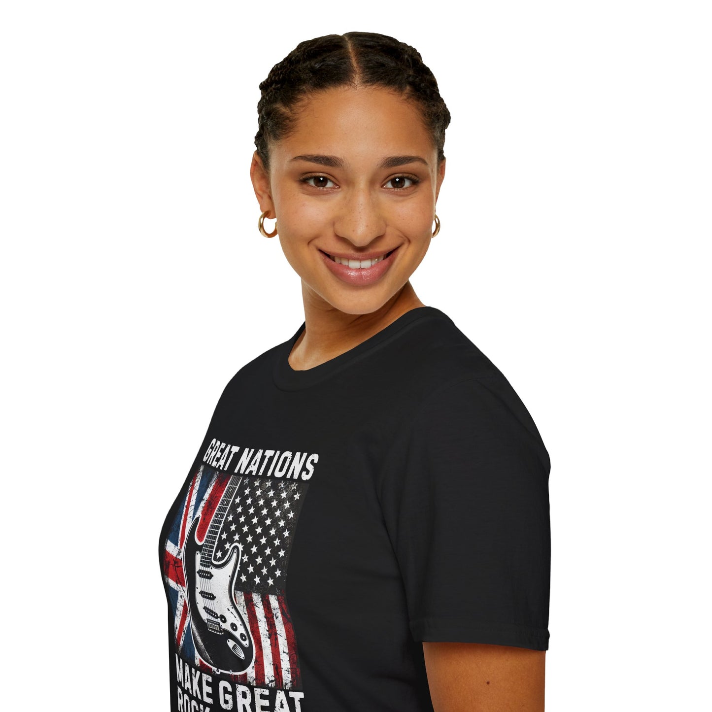 Great Nations Make Great Rock and Roll T-Shirt — USA & UK Flag Rock Tee