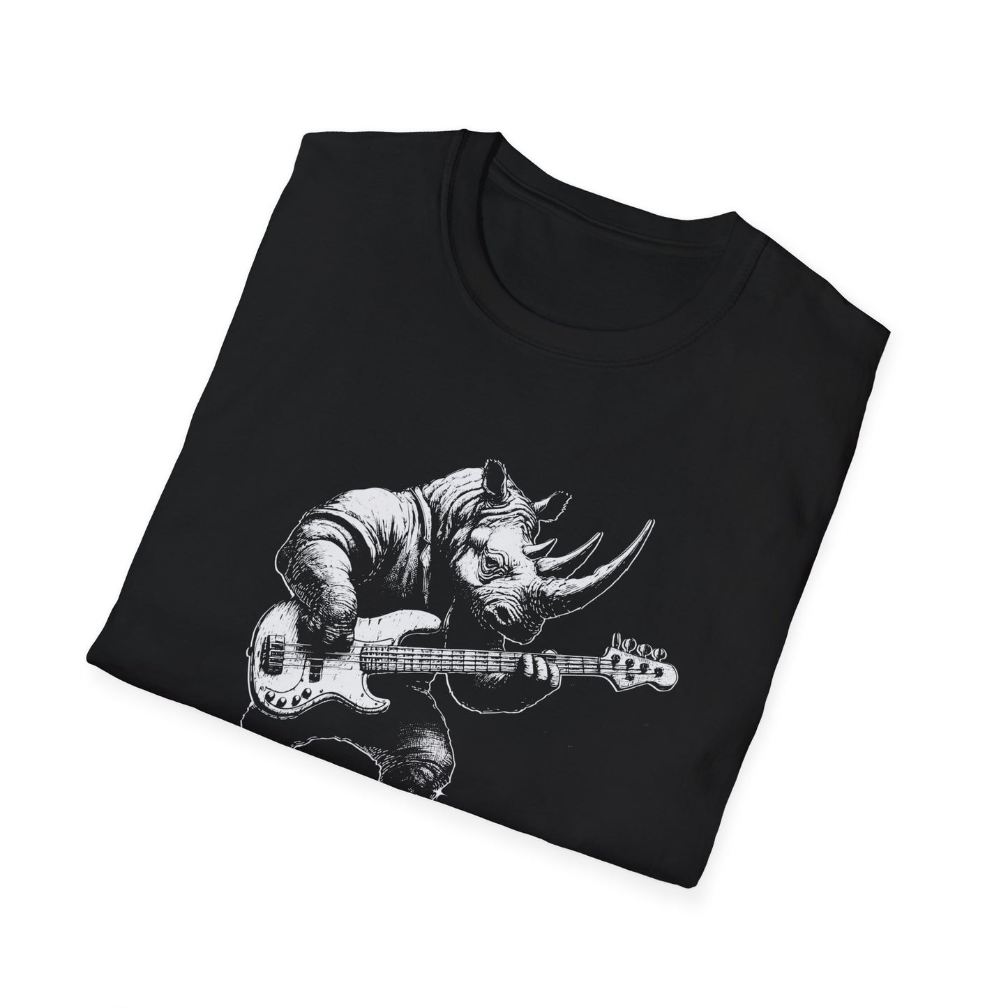 Heavy Bass Addiction T-Shirt — Rhino Playing Bass for Bassists & Music Lovers