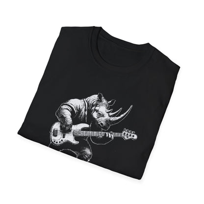 Heavy Bass Addiction T-Shirt — Rhino Playing Bass for Bassists & Music Lovers