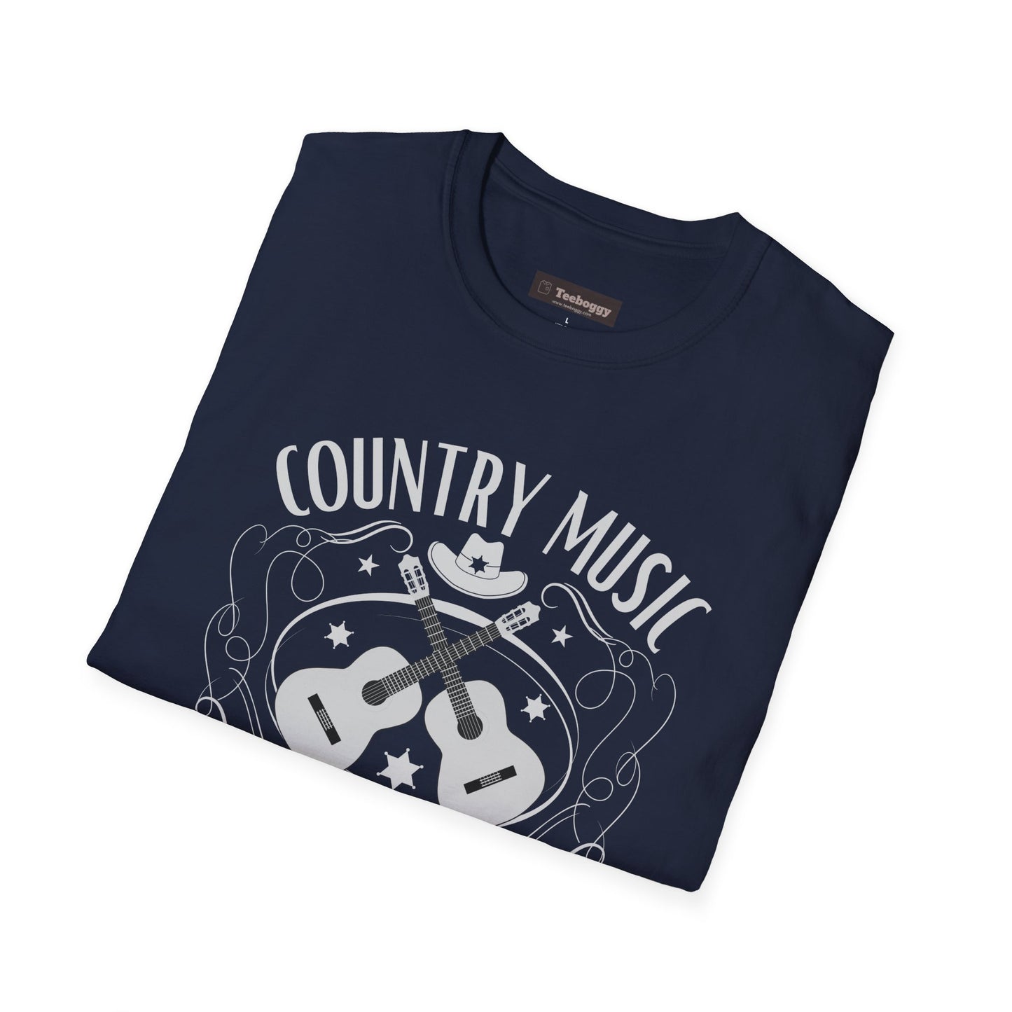 Country Music Whisky Label T-Shirt — Guitars, Grit & Cowboy Hat