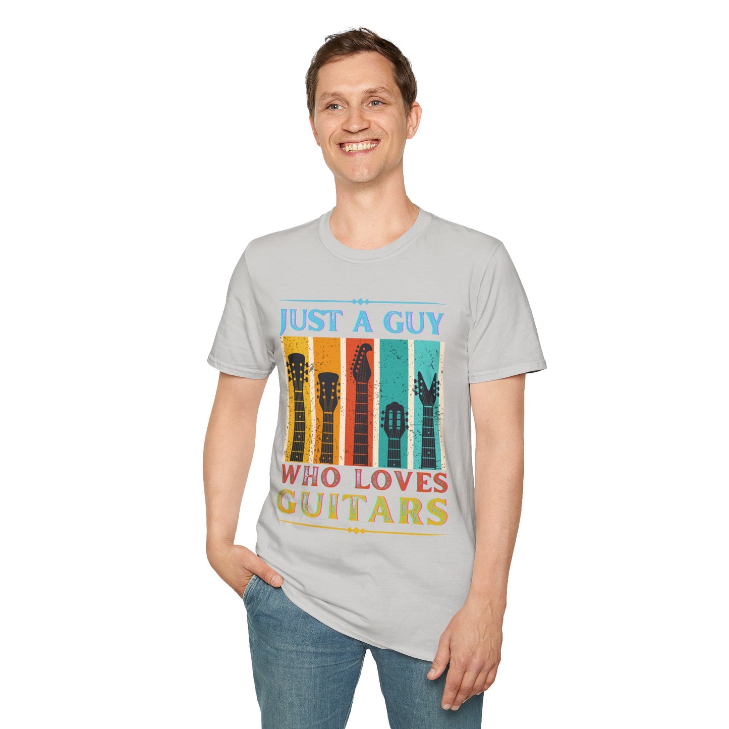 Guitar Headstocks Unisex T-Shirt - 'Just a Guy Who Loves Guitars'
