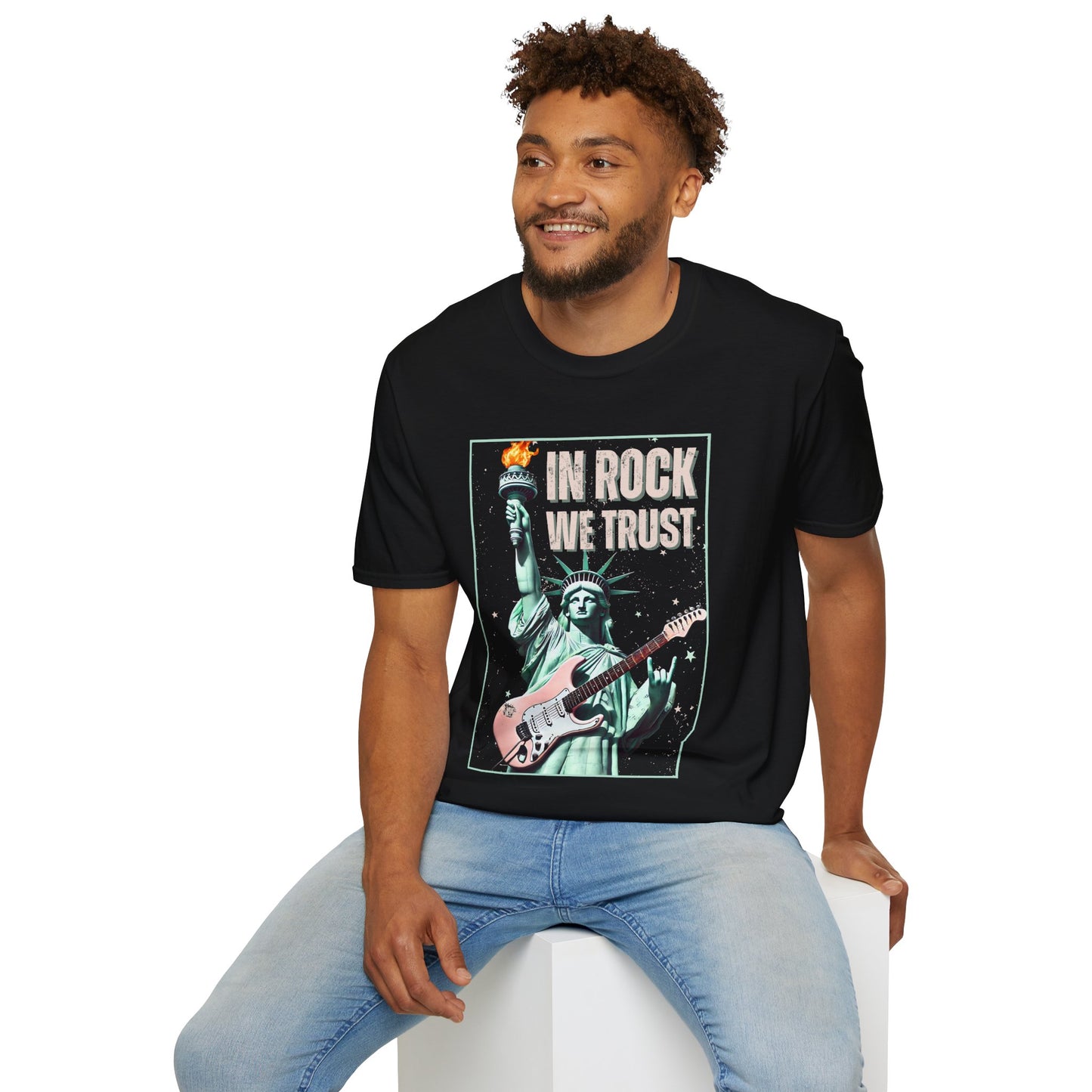 Patriotic Rock T-Shirt - 'In Rock We Trust' | Softstyle