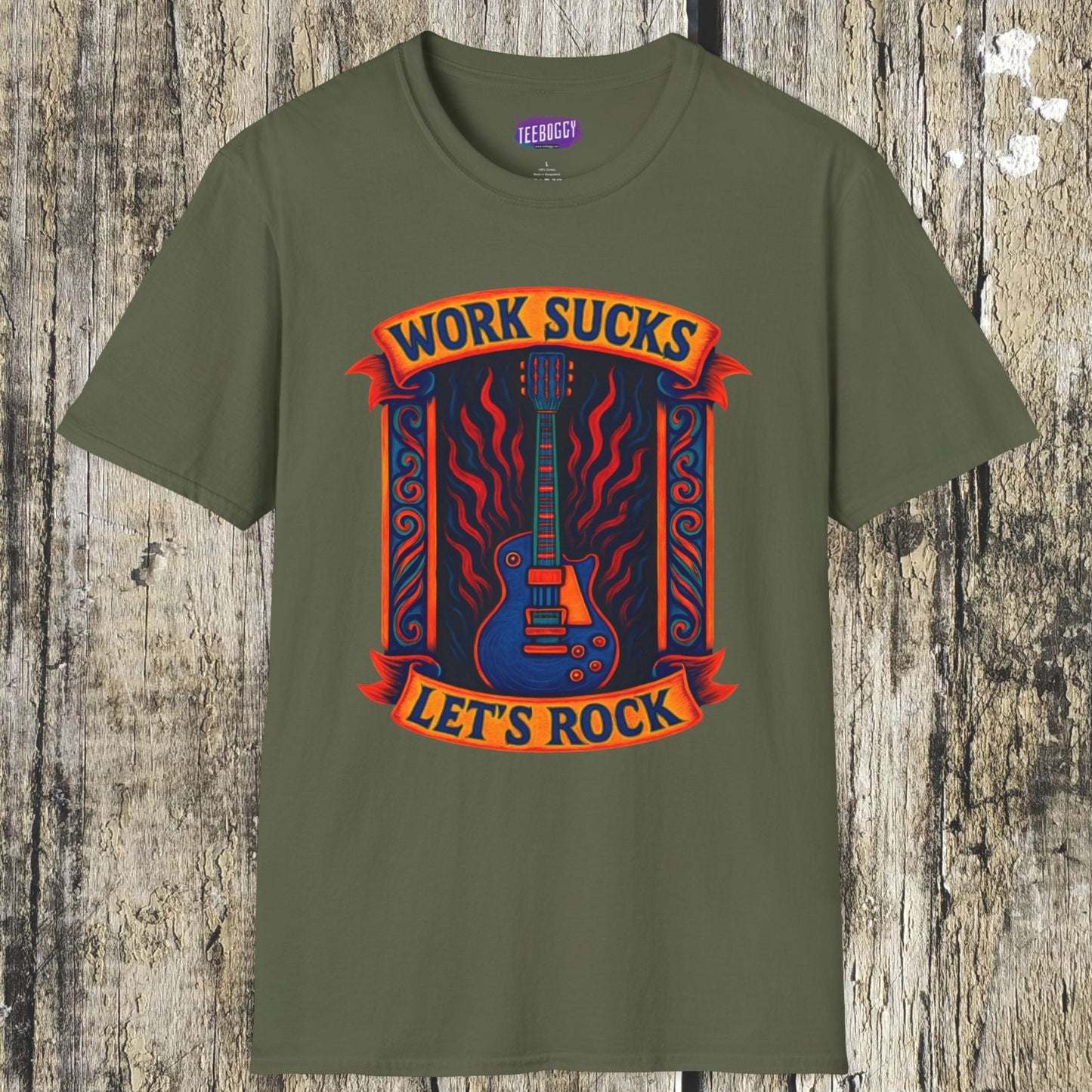Rock Guitar T-Shirt - Work Sucks, Let's Rock
