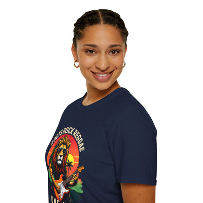 Roots Rock Reggae Lion Guitar T-Shirt — One Love Music Tee