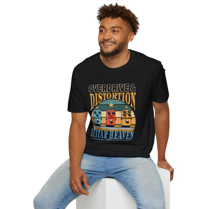 Guitar Pedals T-Shirt — "Overdrive and Distortion, Guitar Heaven"
