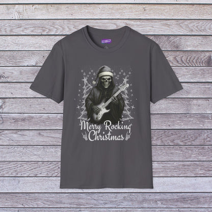 Merry Rocking Christmas - Skeleton Santa Rock T-Shirt