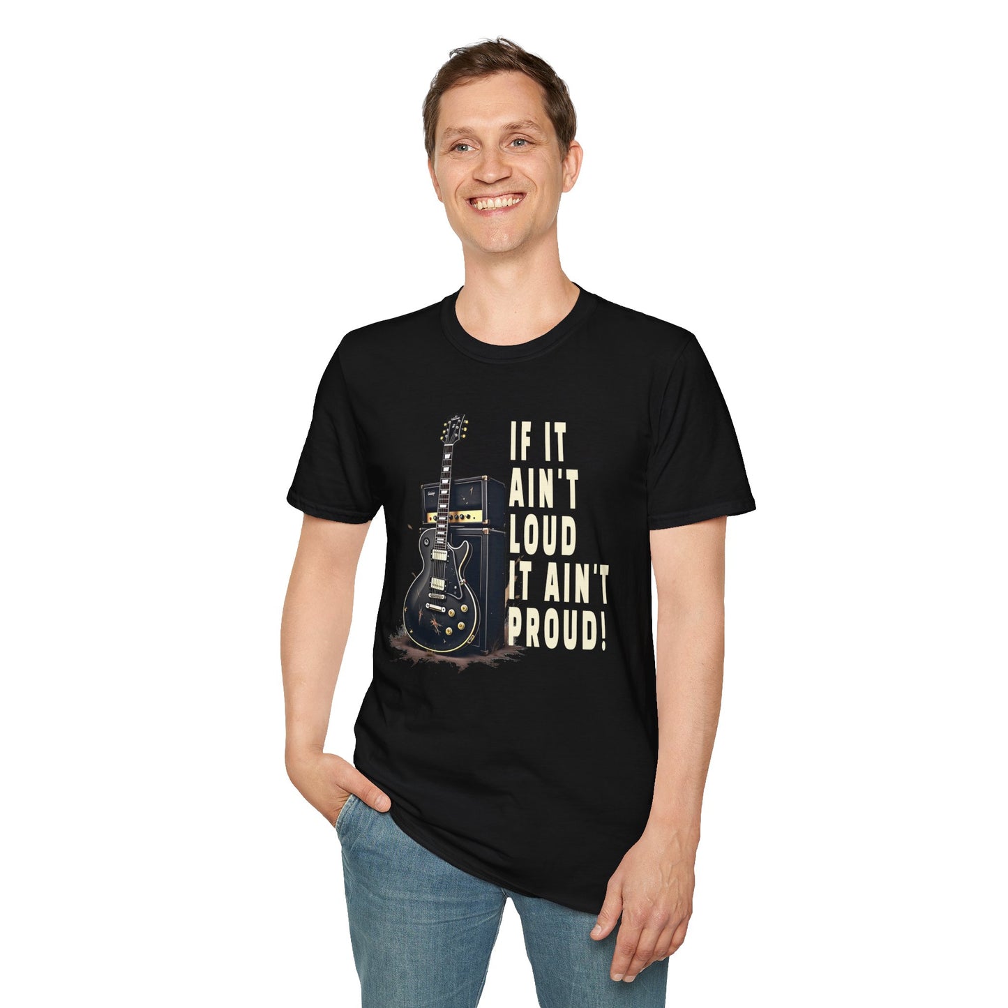 Guitar Amp Image and Slogan Unisex Softstyle T-Shirt