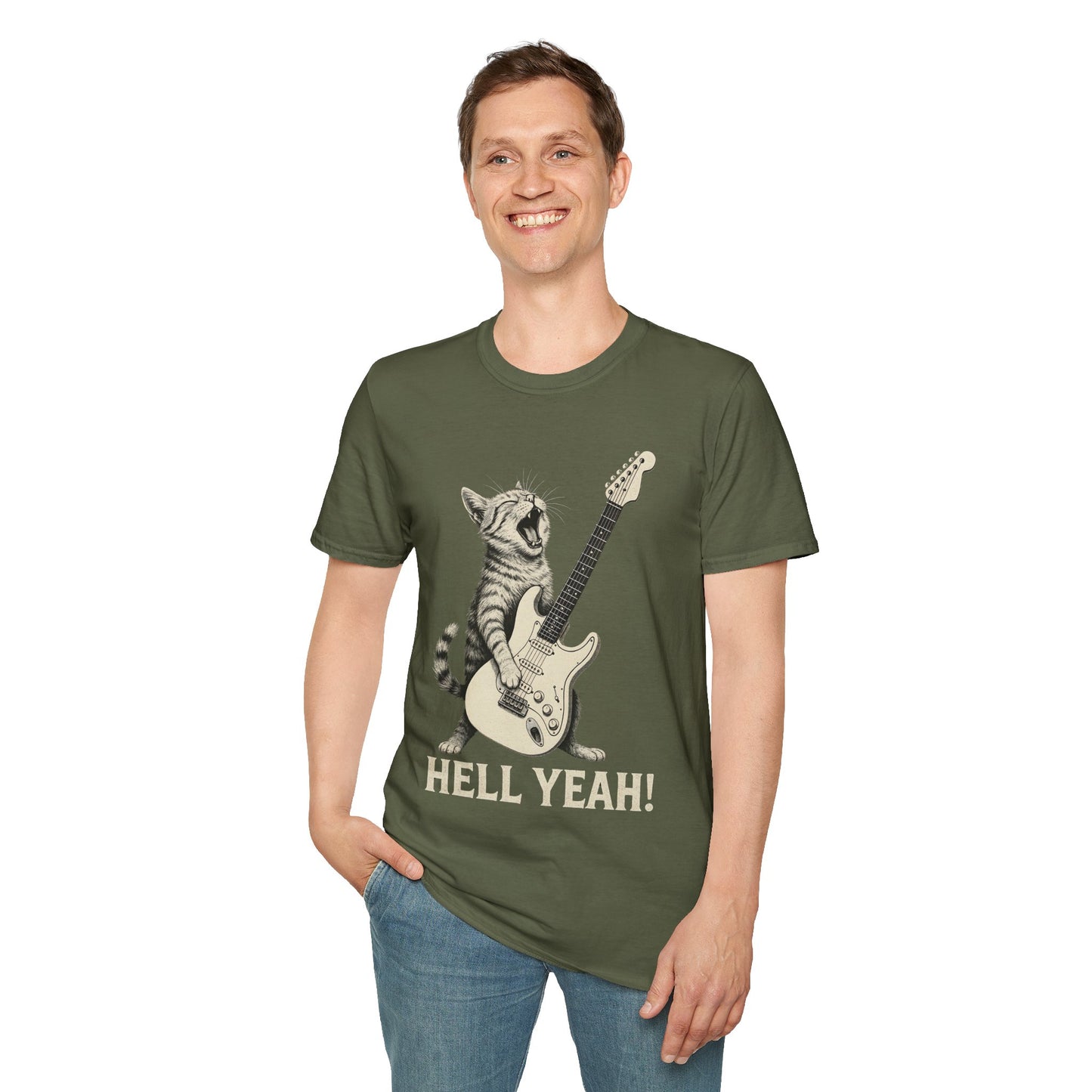 Cat Rock Unisex T-Shirt - Hell Yeah Guitarist Tee