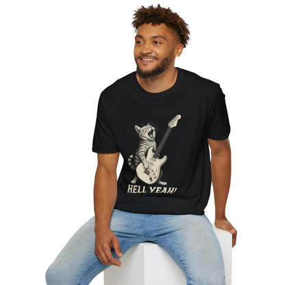Cat Rocking-Out With Guitar, Hell Yeah!, T-Shirt.