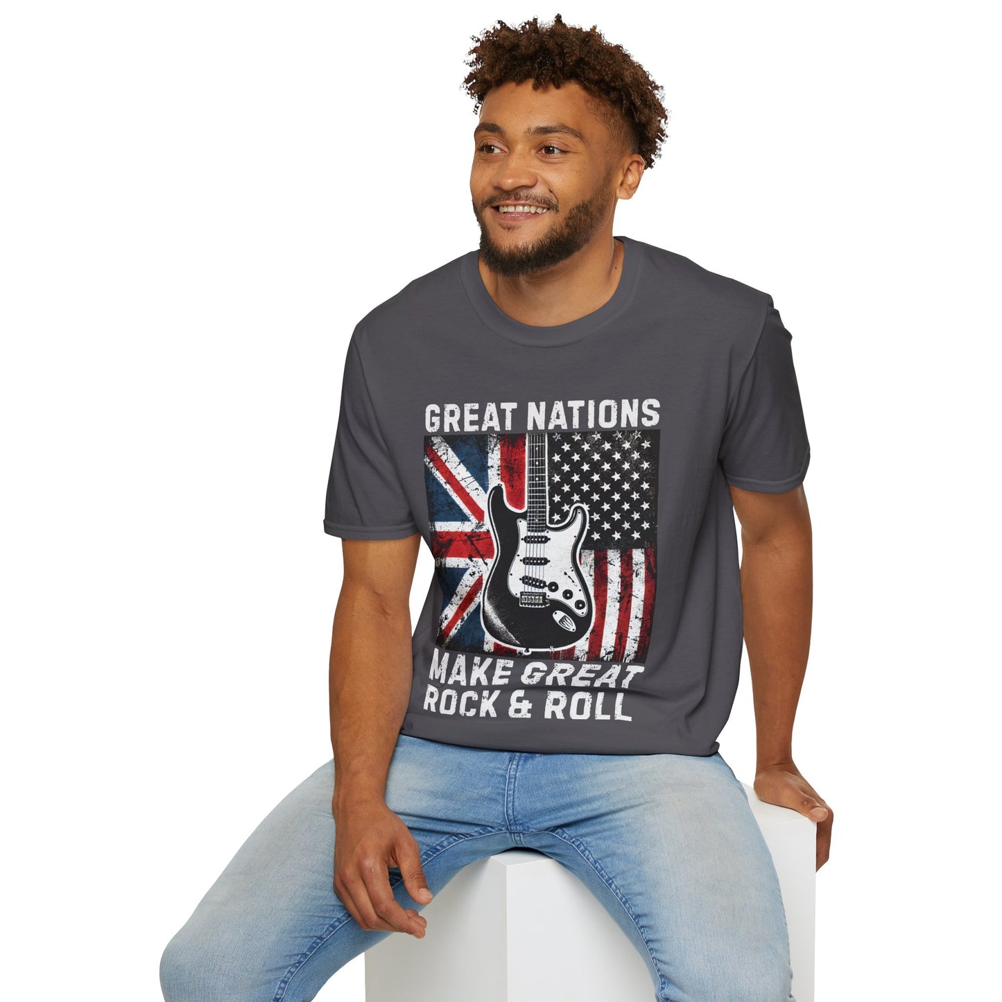 Graphic T-Shirt - UK & USA Flags - Great Nations Make Great Music