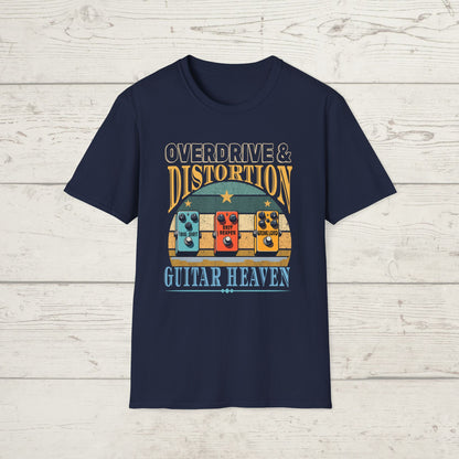 Guitar Pedals T-Shirt — "Overdrive and Distortion, Guitar Heaven"