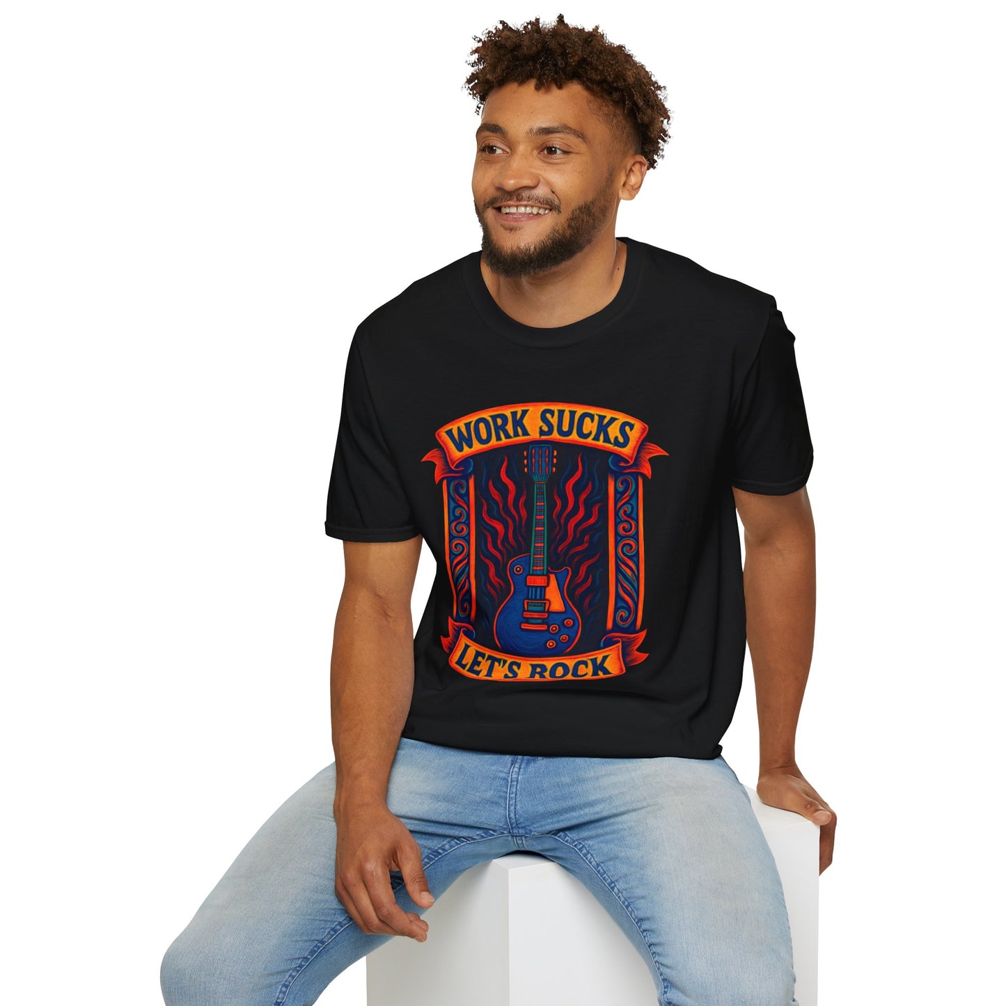 Rock Guitar T-Shirt - Work Sucks, Let's Rock