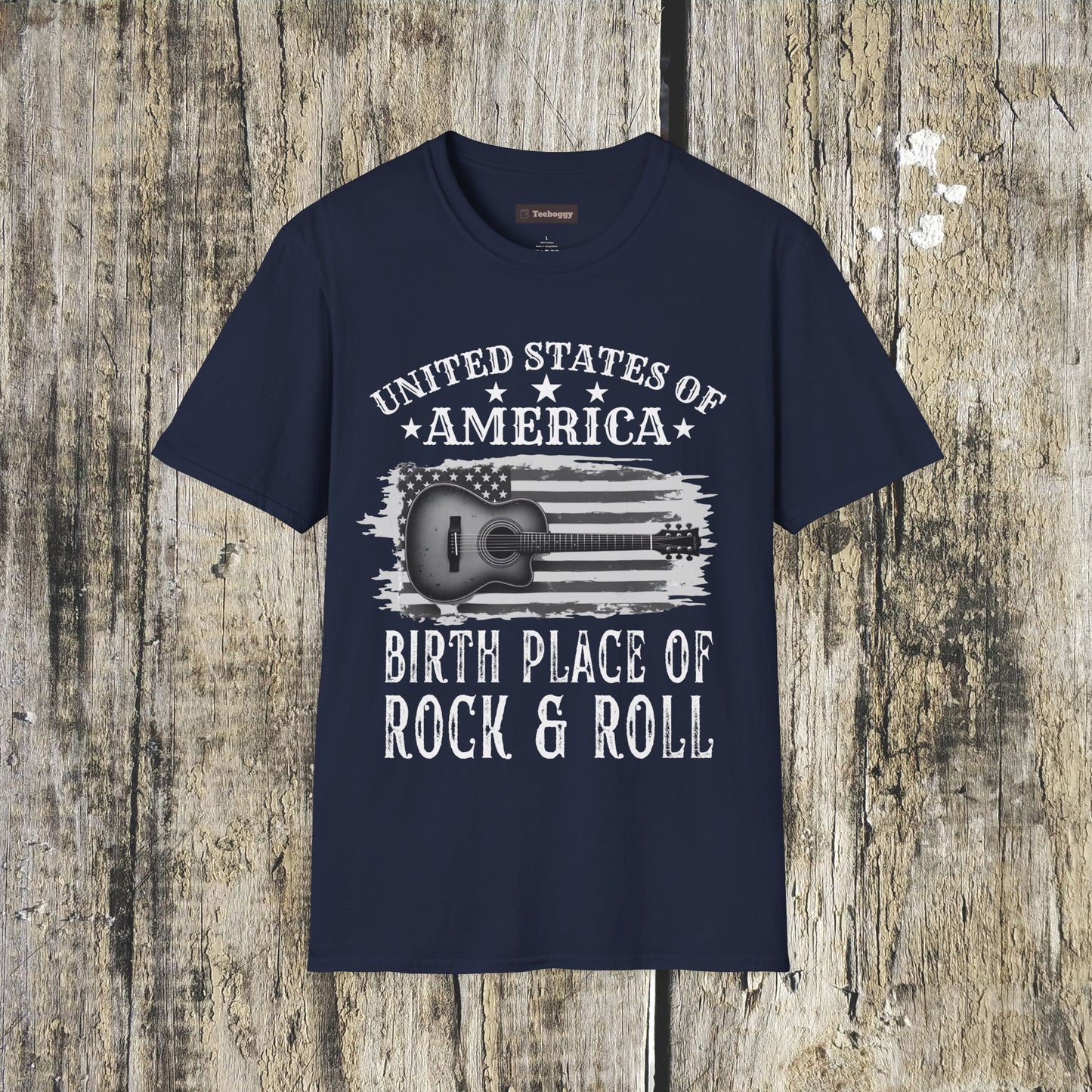 Graphic Tee USA Rock and Roll Acoustic Guitar T-Shirt