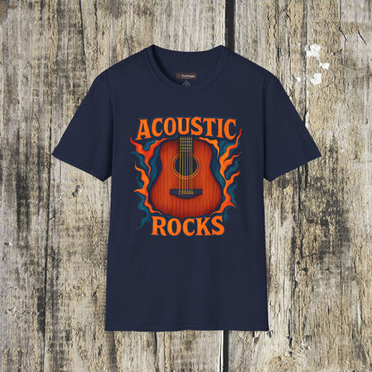 Acoustic Guitar T-Shirt — "Acoustic Rocks" Folk & Rock Tee