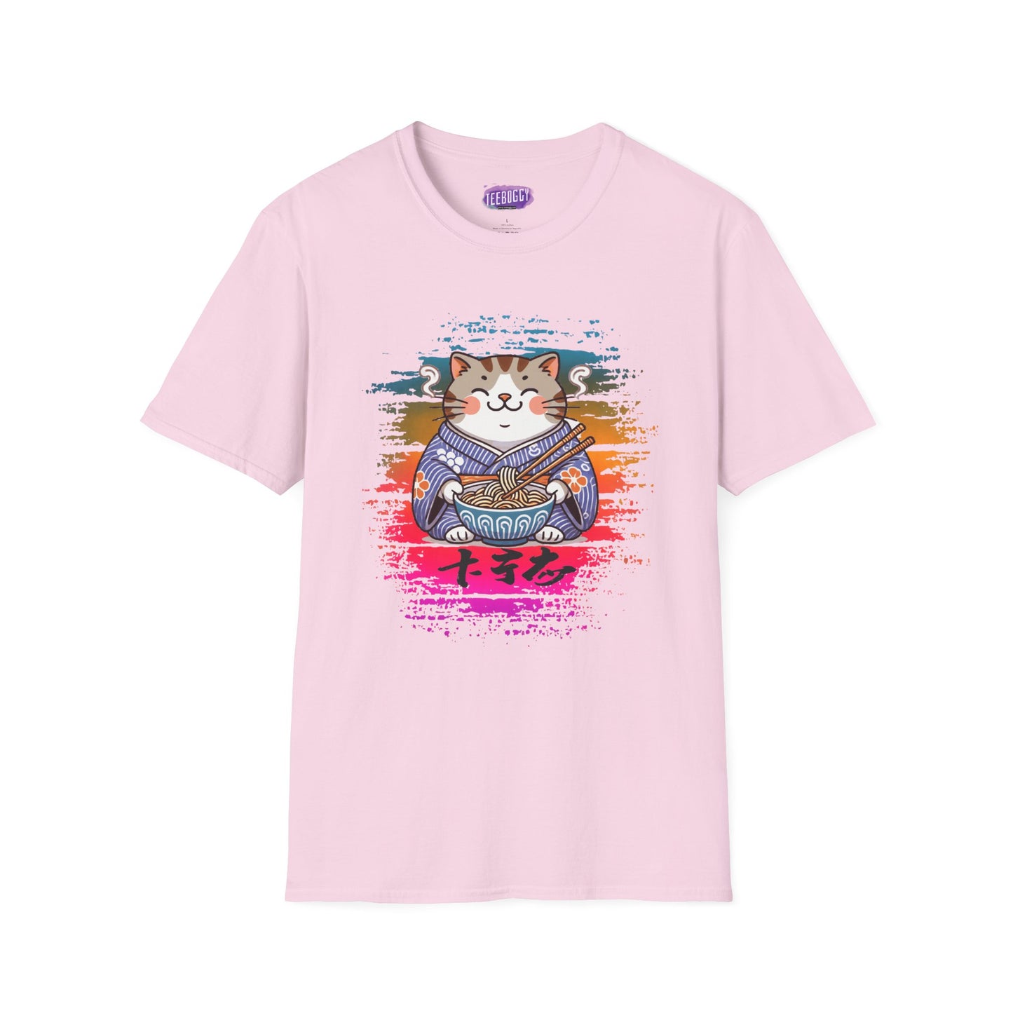 Cat Kimono T-Shirt with Love & Peace Japanese Calligraphy