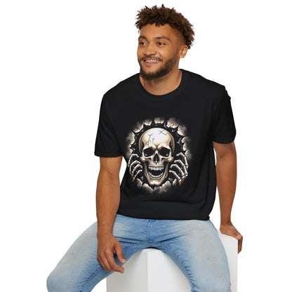 Skull Ripping Through T‑Shirt — Horror Metal Graphic Tee