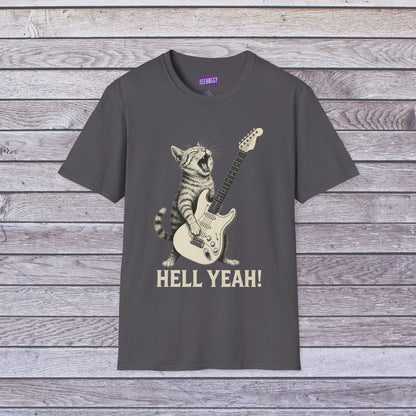 Cat Rock Unisex T-Shirt - Hell Yeah Guitarist Tee