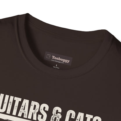 Guitars & Cats Make Me Happy T-Shirt — Cool Cat Playing Guitar Tee