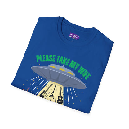 Alien Spaceship Abducting Guitars T-Shirt