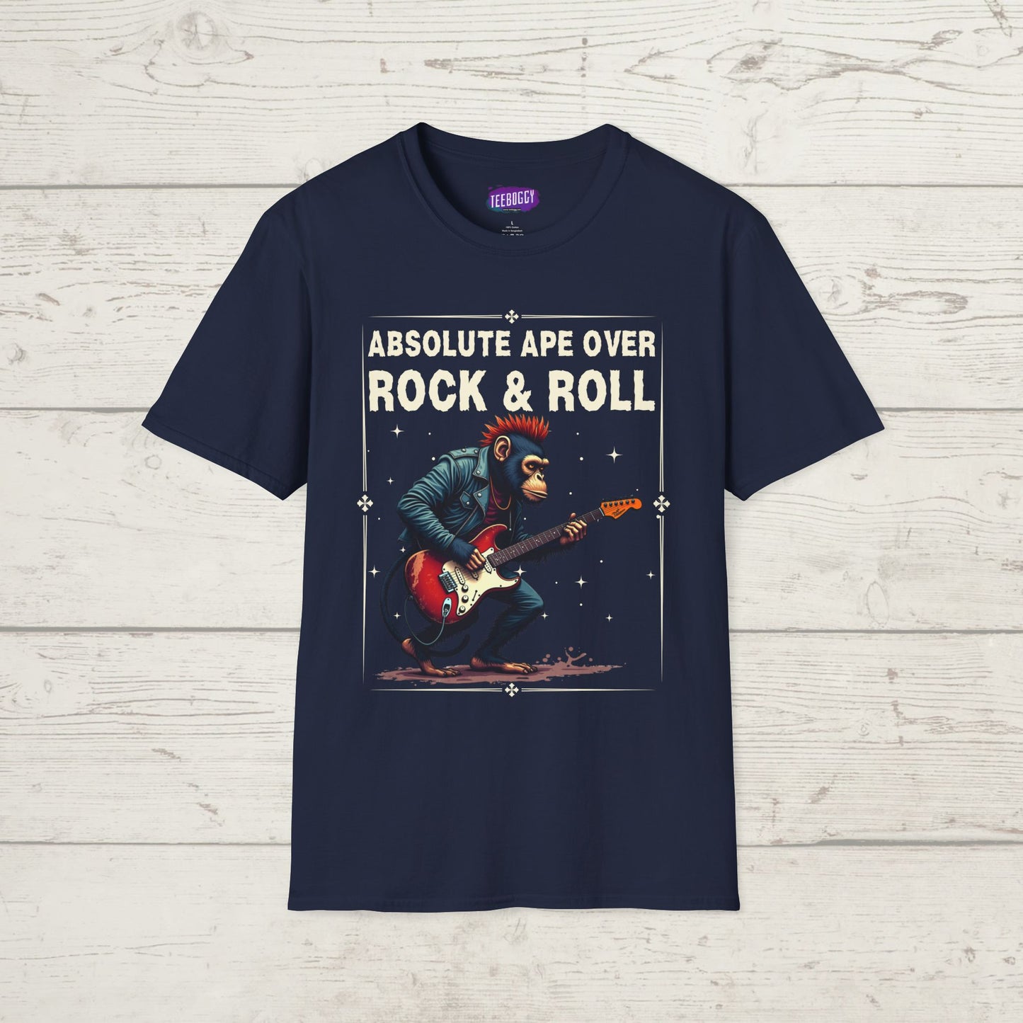 Funny Rocker Monkey Unisex T-Shirt - Absolute Ape Over Rock & Roll