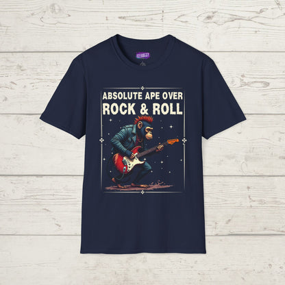 Funny Rocker Monkey Unisex T-Shirt - Absolute Ape Over Rock & Roll