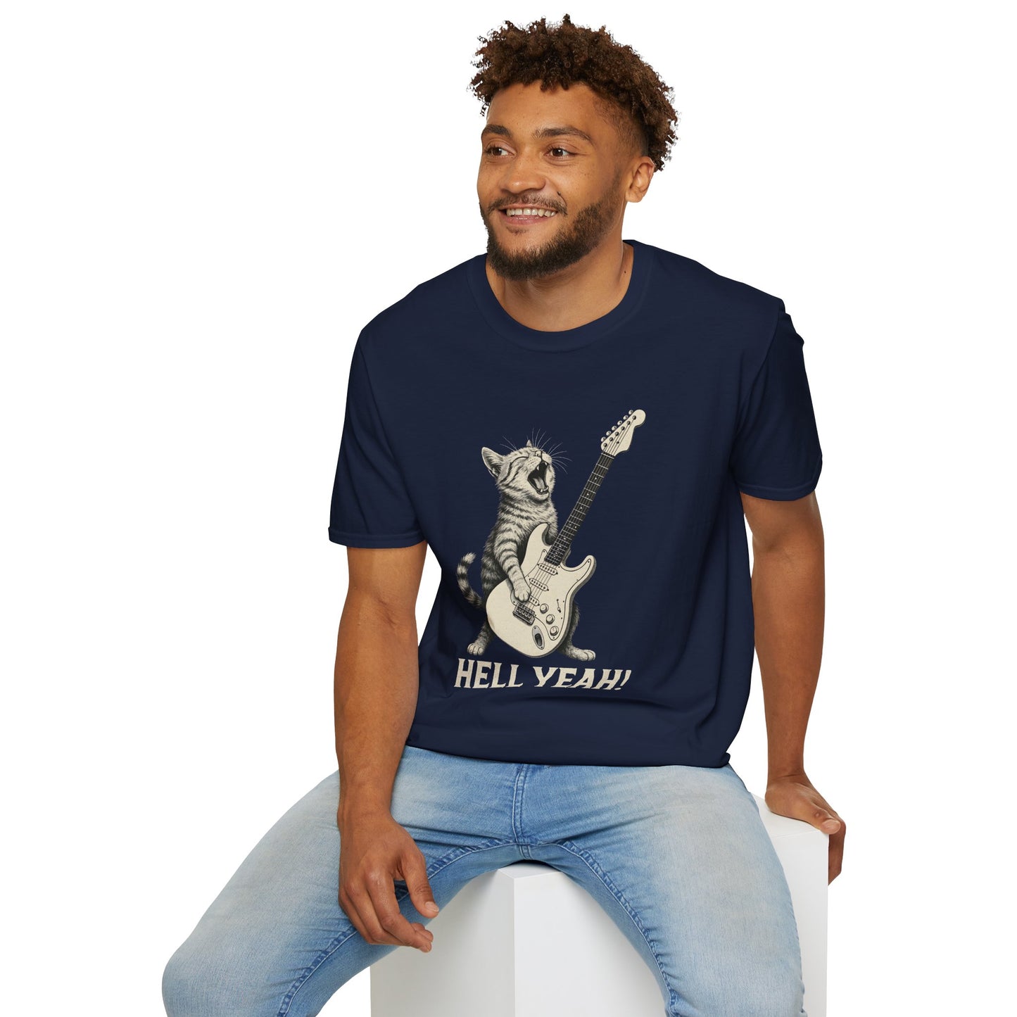 Cat Rocking-Out With Guitar, Hell Yeah!, T-Shirt.