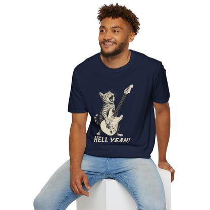Cat Rocking-Out With Guitar, Hell Yeah!, T-Shirt.