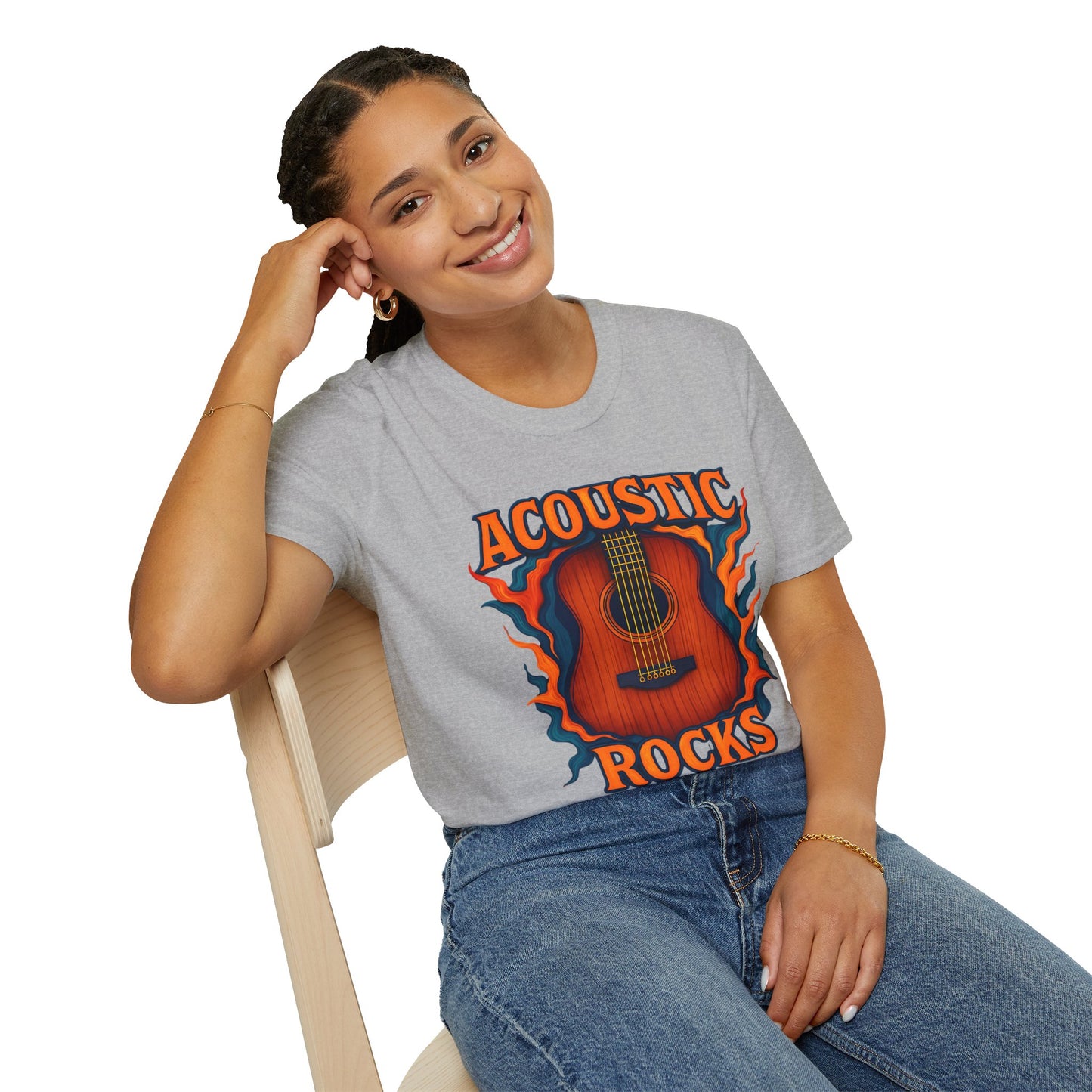 Acoustic Guitar T-Shirt — "Acoustic Rocks" Folk & Rock Tee
